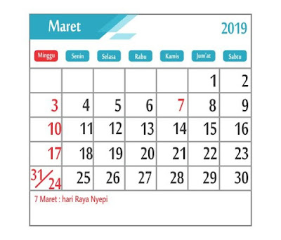 3-kalender maret 2019 - tanggal merah