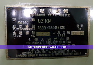 Mesin potong kertas qz 104